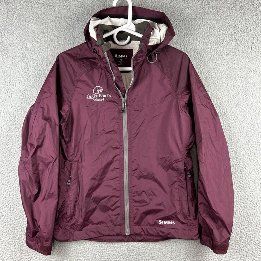 Simms Waypoint Womens Small Purple Nylon Rain Coat Lightweight Full‎ Zip Jacket